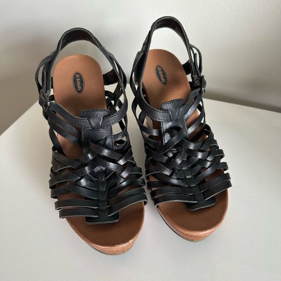 Dr. Scholls Shoes - Dr. Scholls Maeve Wooden Wedge Sandals In Black 8 1/2”
